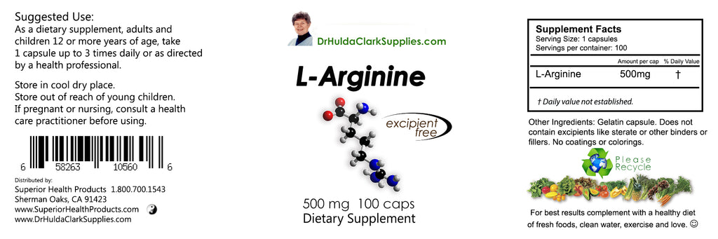 L-Arginine, 100 Caps, Dr Hulda Clark Supplies