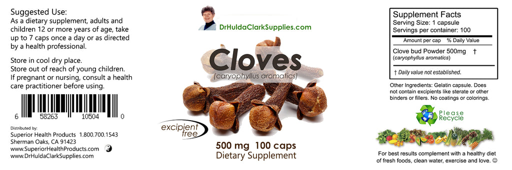 Cloves, 100 Caps, Dr Hulda Clark Supplies