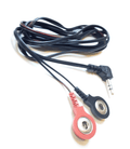 VariZapper/Gamma 2.0 Cordset with two round electrode clips, one red and one black, on a white background.