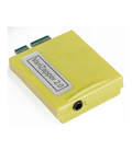 A yellow electronic adapter box labeled 'Varizapper 2.0' with a green connector on top and a black audio jack on the side, shown on a white background.