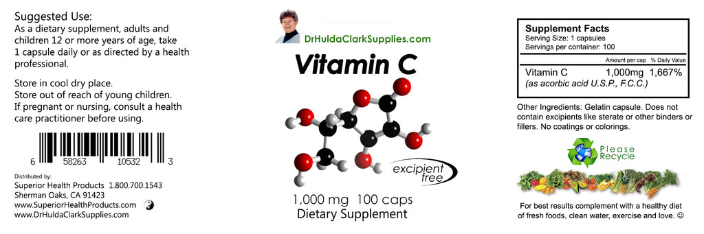 Vitamin C, 100 Caps, Dr Hulda Clark Supplies