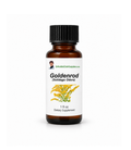 A 1 fl oz amber glass bottle of Dr. Hulda Clark Supplies Goldenrod (Solidago Odor) dietary supplement with a black ribbed cap and a white label featuring yellow flowers.