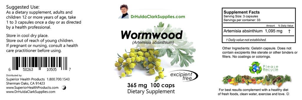 Wormwood, 100 caps, Dr Hulda Clark Supplies